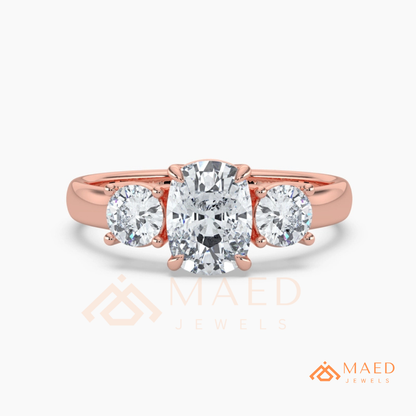 Classic Oval 3-Stone Trilogy Engagement Ring in Gold, Rose Gold & Silver
