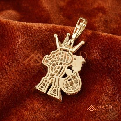 Money Bag King Diamond Pendant - 14K Gold, Rose Gold & Sterling Silver Hip Hop Charm