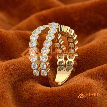 Crossover Moissanite Eternity Ring – Silver, 14K Yellow & Rose Gold