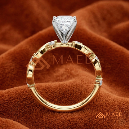The Willow Cushion Cut Twisted Band Ring – Silver, 14K Yellow & Rose Gold