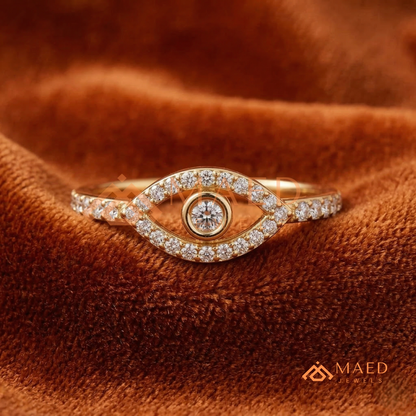 Diamond Evil Eye Ring in 14K White Gold | Protection Jewellery