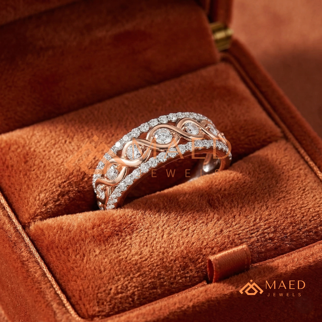 Infinite Love Braided Pavé Statement Ring in Silver, 14K Yellow Gold, or Rose Gold