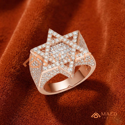 Men's Iced-Out Star of David Ring | Sterling Silver, 14K Gold & Rose Gold