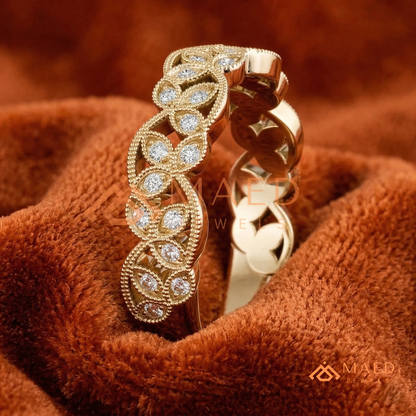 Amara Milgrain Botanical Eternity Band | Silver, 14K Yellow, & Rose Gold