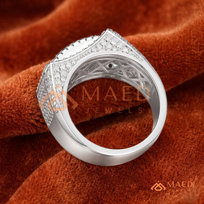 Men's Concave Baguette & Pave Statement Ring | Silver, 14K Gold & Rose Gold