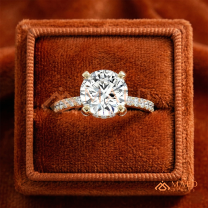 Classic Solitaire Engagement Ring with Pavé Band