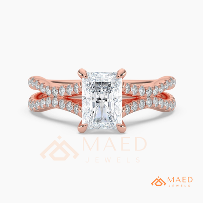 Radiant Cut Criss-Cross Engagement Ring in Sterling Silver, 14K Gold & 14K Rose Gold