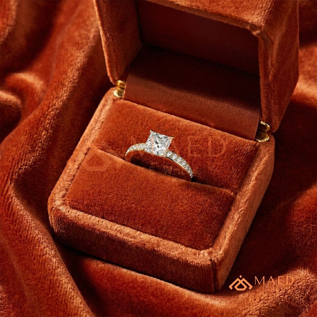 Princess Cut Diamond Engagement Ring | 14k Gold, Rose Gold & Sterling Silver Sparkle Solitaire Accented Band