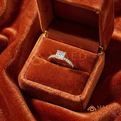 Princess Cut Diamond Engagement Ring | 14k Gold, Rose Gold & Sterling Silver Sparkle Solitaire Accented Band
