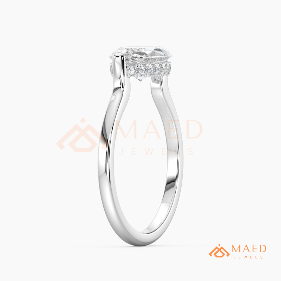 East-West Marquise Cut Engagement Ring | 14K Gold, Rose Gold & Silver Solitaire