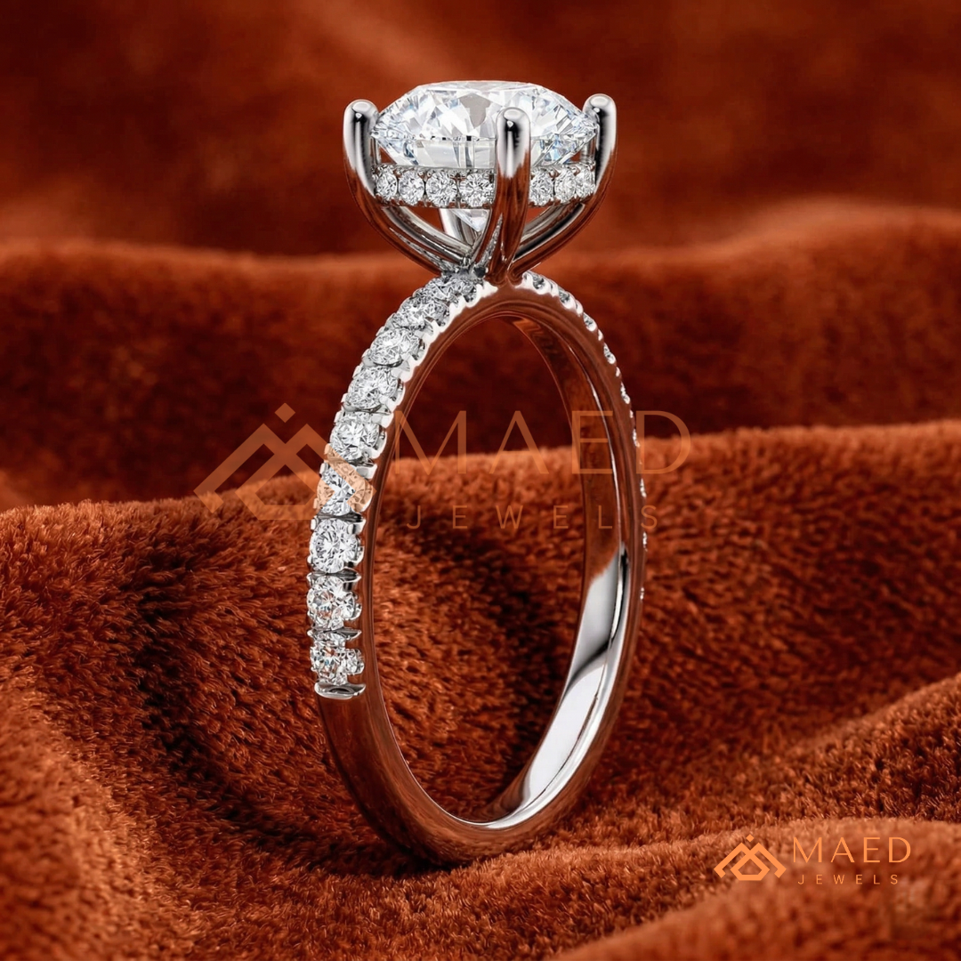 The Penelope Round Cut Diamond Simulant Ring | Silver, 14K Yellow, & Rose Gold