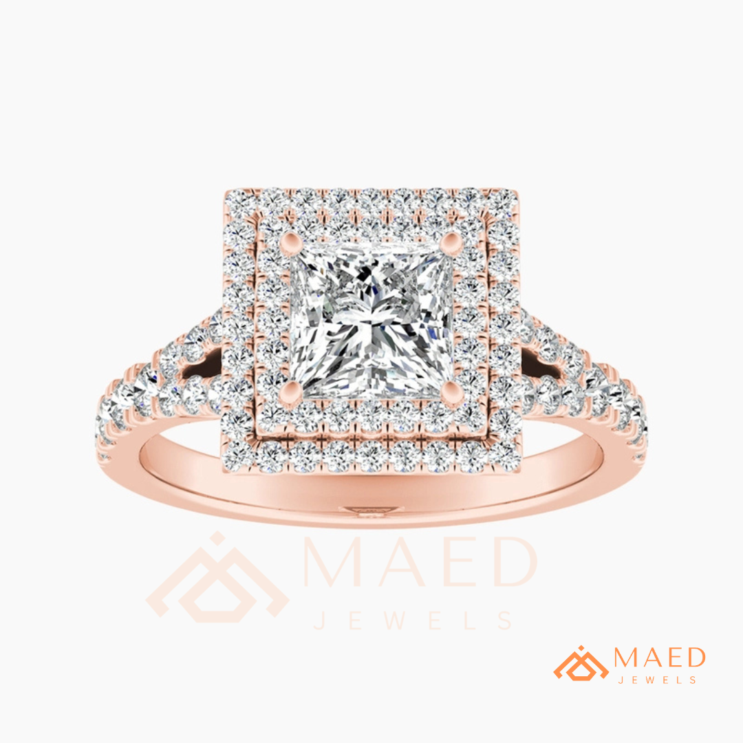 Vintage Oval Cut Geometric Shield Ring | Marquise & Round Pavé Chevron Band