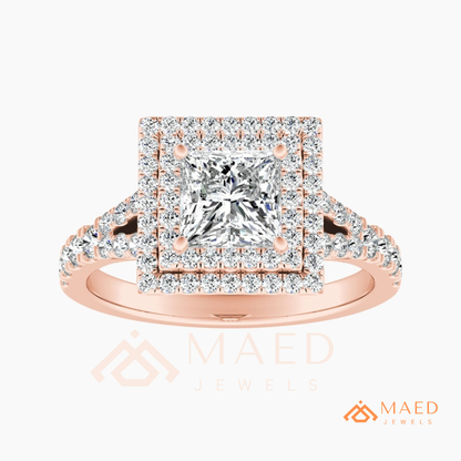 Vintage Oval Cut Geometric Shield Ring | Marquise & Round Pavé Chevron Band