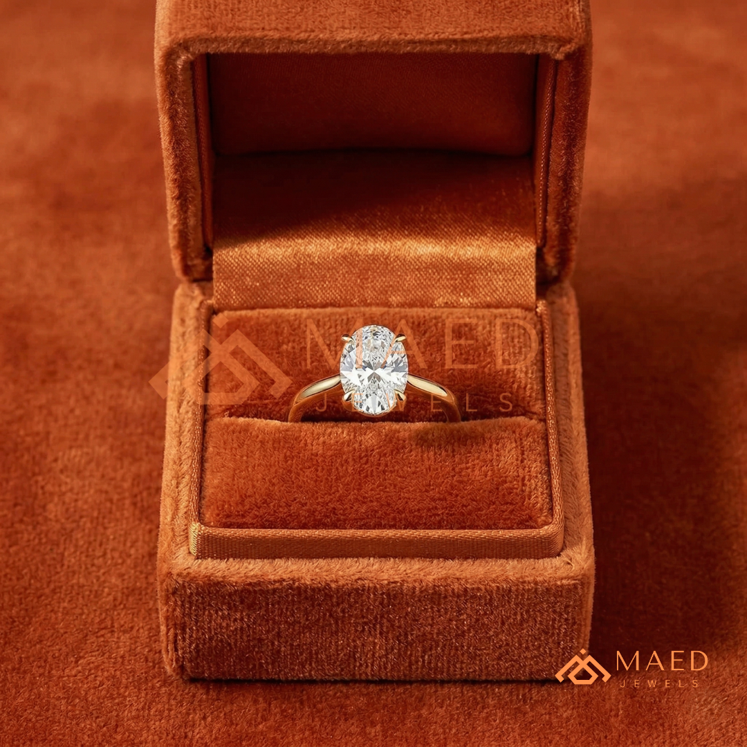 Classic Oval Cut Moissanite Solitaire Ring | 14K Gold, Rose Gold & Sterling Silver Engagement Ring for Women