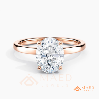 Classic Oval Cut Solitaire Engagement Ring in Silver, 14K Gold, & 14K Rose Gold