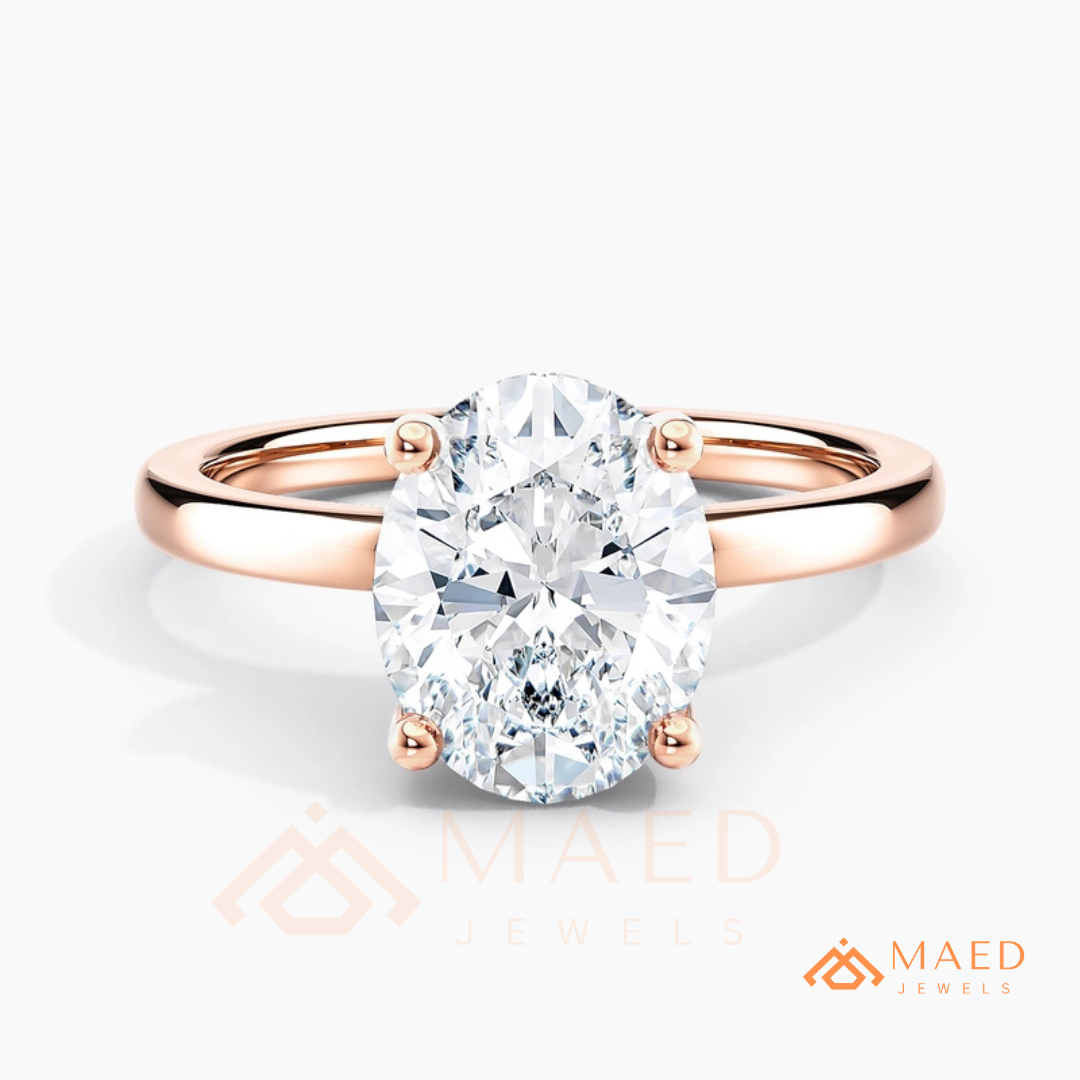 Classic Oval Cut Solitaire Engagement Ring in Silver, 14K Gold, & 14K Rose Gold