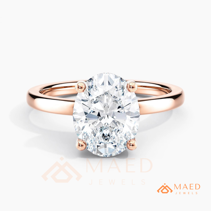 Classic Oval Cut Solitaire Engagement Ring in Silver, 14K Gold, & 14K Rose Gold