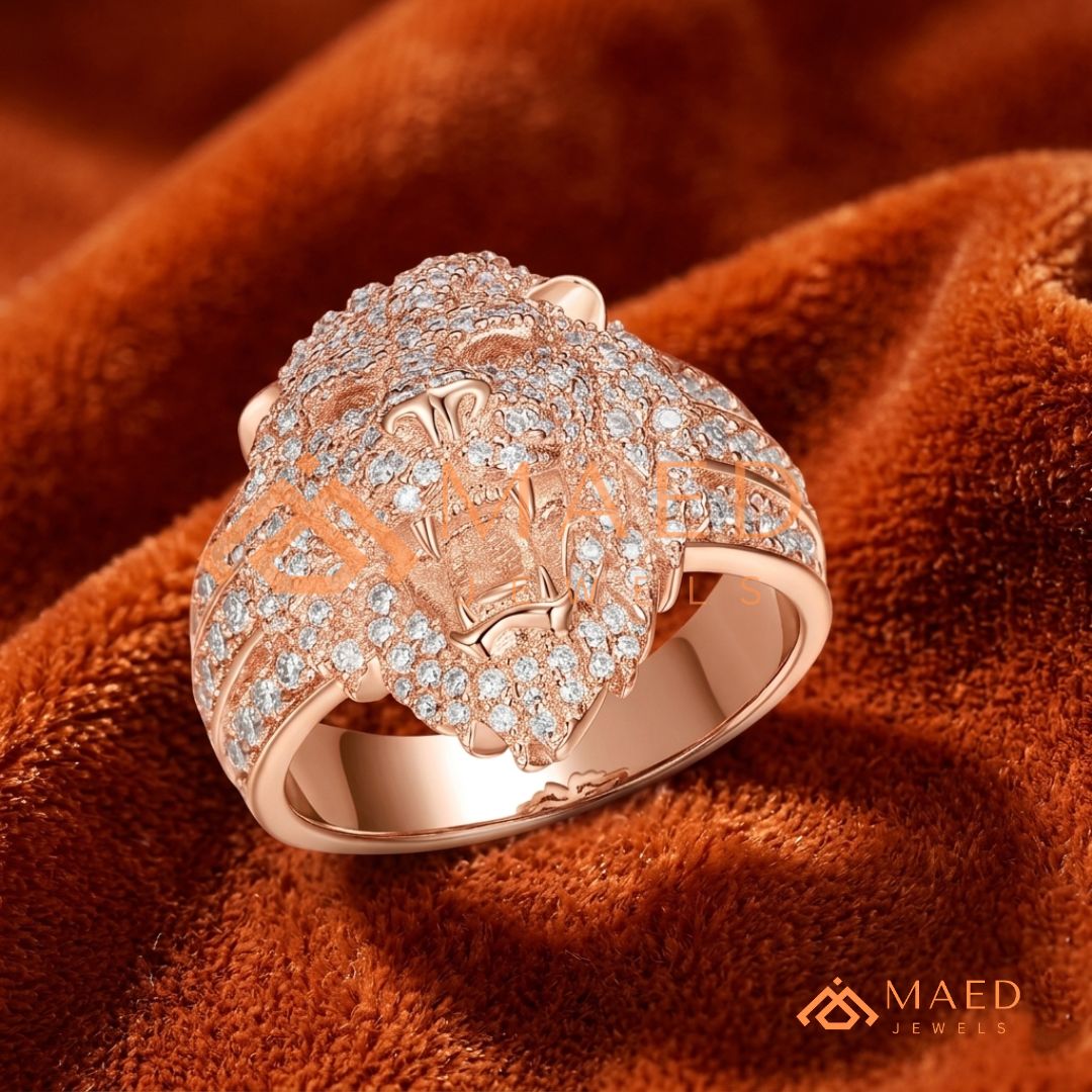 Men's Iced-Out Concentric Circle Dome Ring | Silver, 14K Gold & Rose Gold
