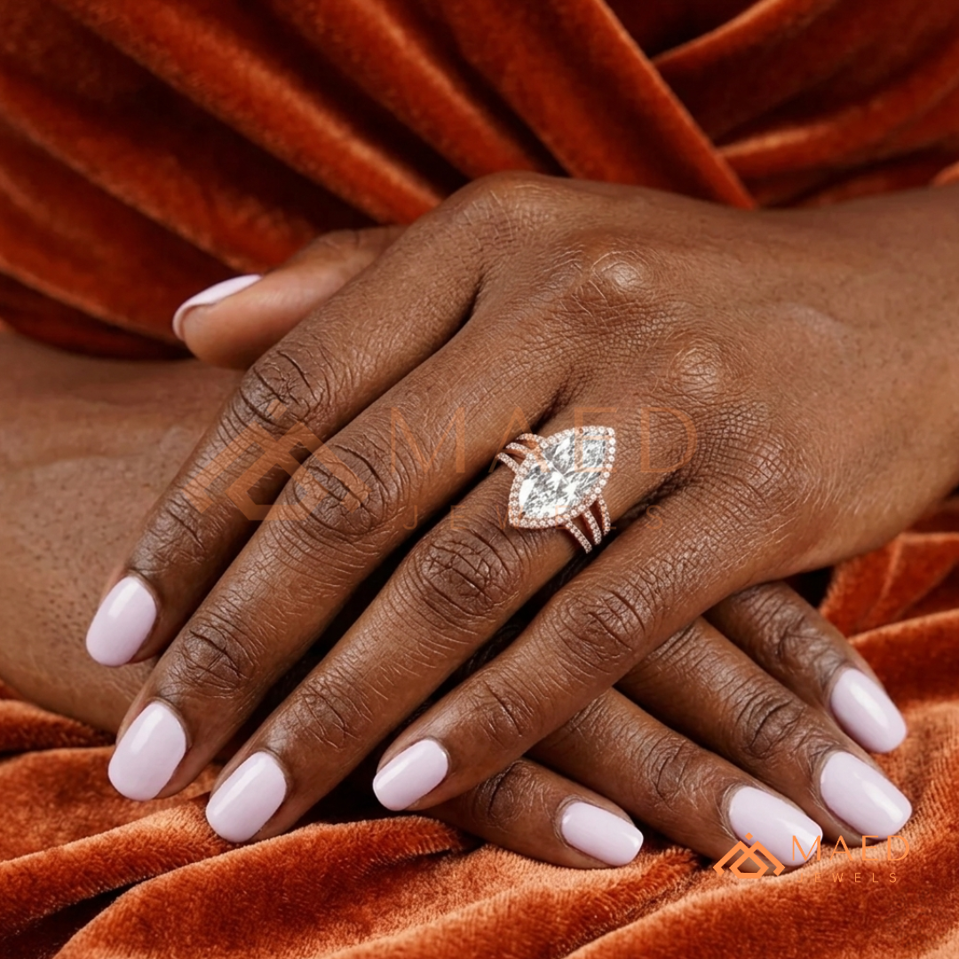 Classic Oval Cut Solitaire Engagement Ring with Split Shank Pave Band in Silver, 14K Gold & Rose Gold