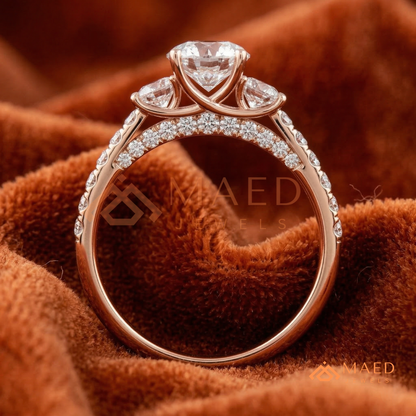 he Trinity Pave Band Ring | Round Brilliant Three-Stone Anniversary Band