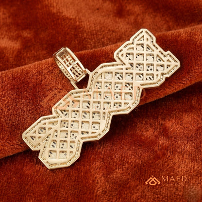 Custom Iced Out "BOSS" Letter Pendant Necklace in 14K Gold, Rose Gold & Sterling Silver