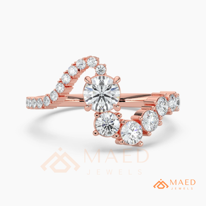 Nature-Inspired Radiant Cut Three-Stone Engagement Ring with Thorn Band in Silver, 14K Gold & Rose Gold