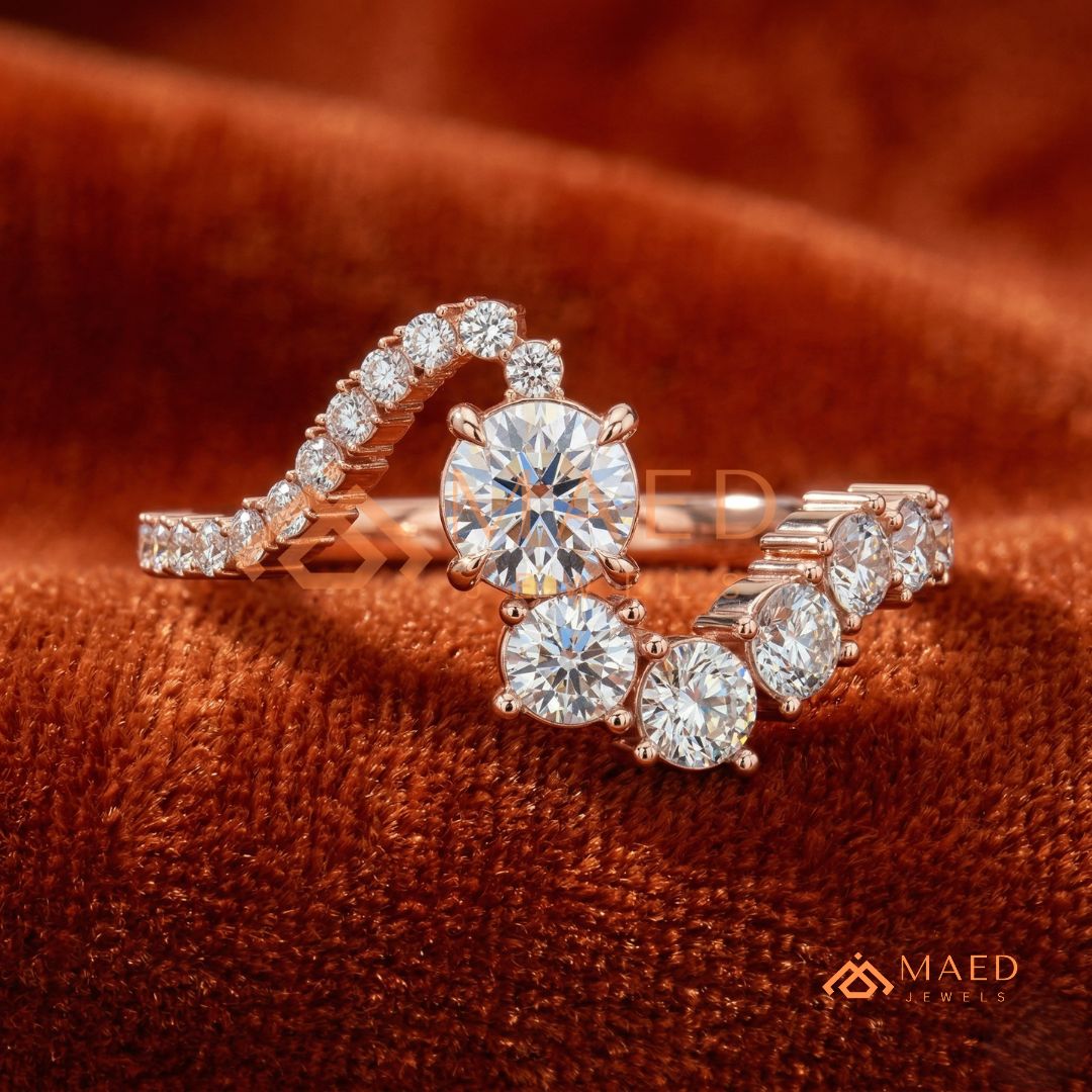 Nature-Inspired Radiant Cut Three-Stone Engagement Ring with Thorn Band in Silver, 14K Gold & Rose Gold