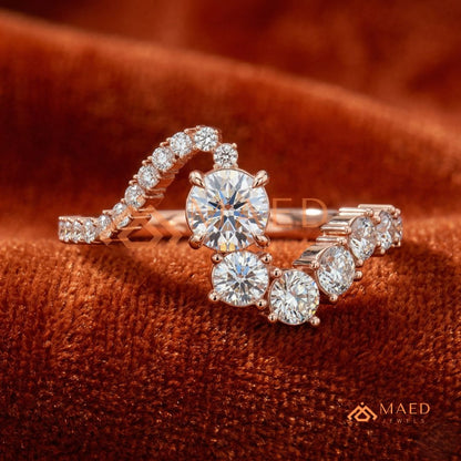Nature-Inspired Radiant Cut Three-Stone Engagement Ring with Thorn Band in Silver, 14K Gold & Rose Gold