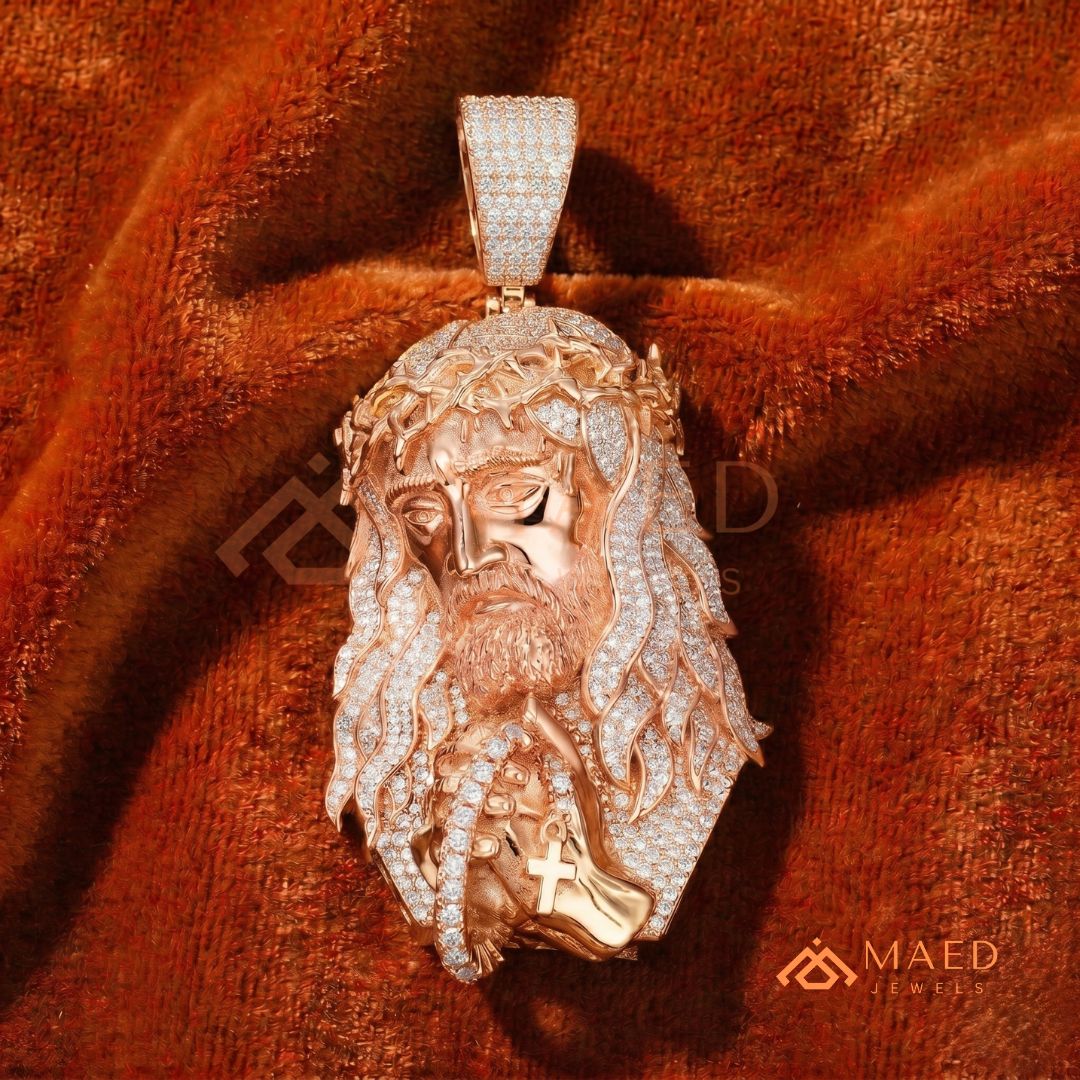 Iced Out Jesus Piece Pendant | 14K Gold, Rose Gold & Sterling Silver
