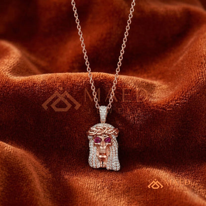 Fully Flooded Skull Jesus Piece Charm – Crown of Thorns Hip Hop Pendant