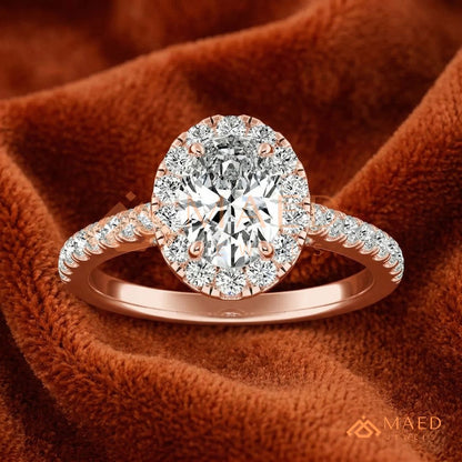 Majestic Oval Brilliant Halo Ring in 14K Yellow Gold, Rose Gold & Sterling Silver