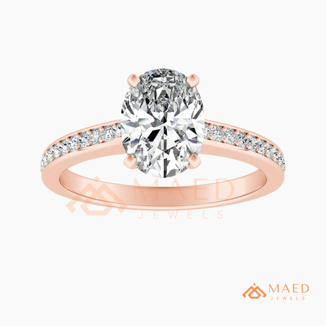 Elegant Oval-Cut Solitaire Engagement Ring with Pavé Band