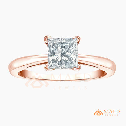 Classic Princess Cut Solitaire Engagement Ring | 14k Gold, Rose Gold & Sterling Silver