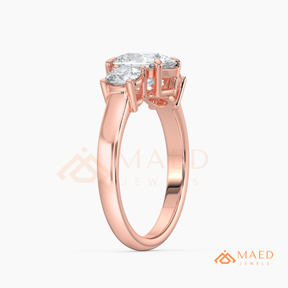Classic Oval 3-Stone Trilogy Engagement Ring in Gold, Rose Gold & Silver
