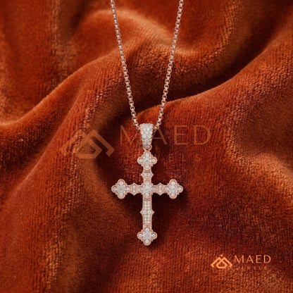 The Cathedral Pavé Cross | Ornate Trefoil Gothic Crucifix Pendant