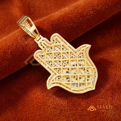 Iced Out Hamsa Hand Statement Pendant – Protective Symbol Medallion