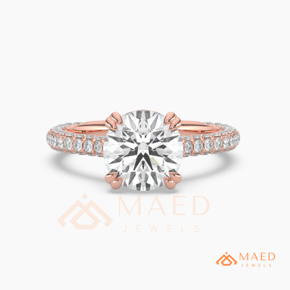 Nature-Inspired Radiant Cut Three-Stone Engagement Ring with Thorn Band in Silver, 14K Gold & Rose Gold