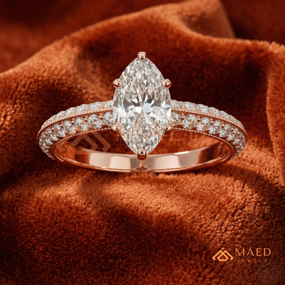 Vintage-Inspired Halo Diamond Simulant Ring in 14K Yellow Gold, Rose Gold & Sterling Silver