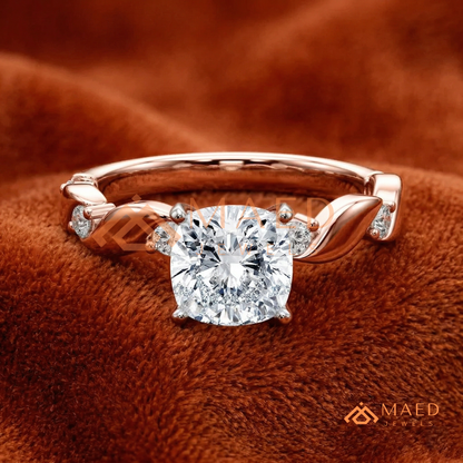 The Willow Cushion Cut Twisted Band Ring – Silver, 14K Yellow & Rose Gold
