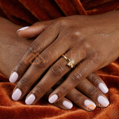 Marquise & Round Trio Cluster Ring – Silver, 14K Yellow & Rose Gold