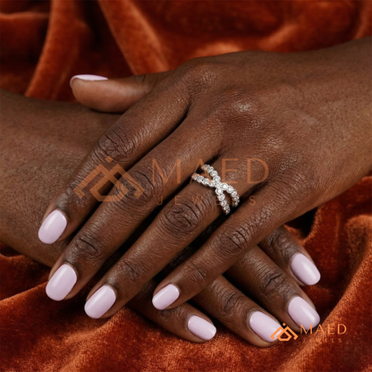 Crossover Moissanite Eternity Ring – Silver, 14K Yellow & Rose Gold