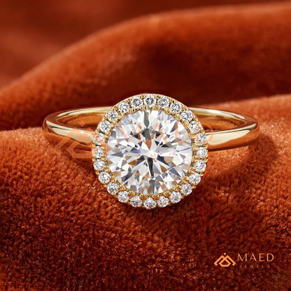 Classic Round Cut Moissanite Halo Engagement Ring in 925 Sterling Silver, 14K Gold & 14K Rose Gold | Solitaire Halo Wedding Ring for Women