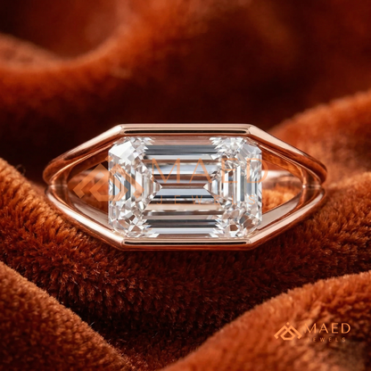 Nature-Inspired Radiant Cut Three-Stone Engagement Ring with Thorn Band in Silver, 14K Gold & Rose Gold
