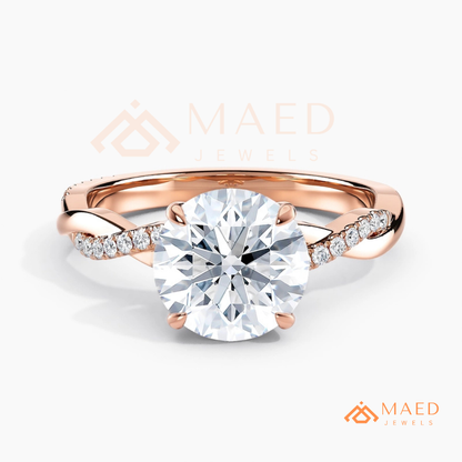Nature-Inspired Shield Cut Three-Stone Engagement Ring with Textured Bark Band in Silver, 14K Gold & Rose Gold
