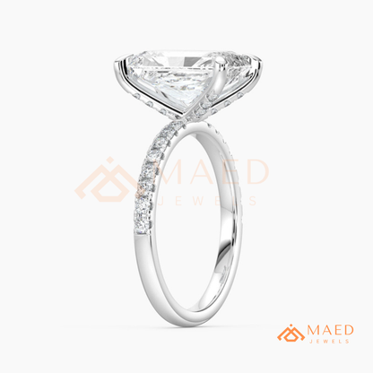 Radiant Cut Diamond Hidden Halo Engagement Ring in 14K Gold, Rose Gold & Silver