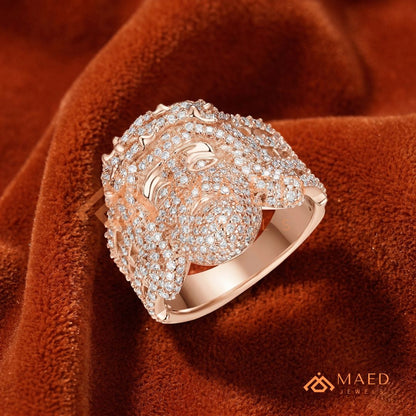 Men's Fully Iced-Out Jesus Piece Ring | Sterling Silver, 14K Gold & Rose Gold