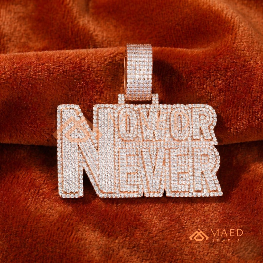 Now or Never" Iced Out Statement Pendant – Luxury Custom Jewelry