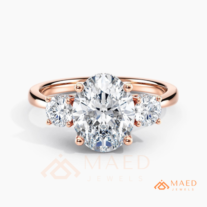 : Oval Cut 3-Stone Engagement Ring in Sterling Silver, 14K Gold & 14K Rose Gold