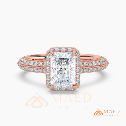 Classic Round 3-Stone Engagement Ring with Twisted Pavé Band