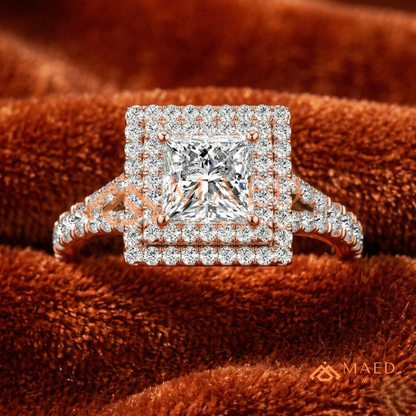 Vintage Oval Cut Geometric Shield Ring | Marquise & Round Pavé Chevron Band